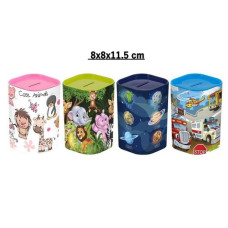 Herevin Açılır Kapaklı Desenli Kısa Plastik Kumbara