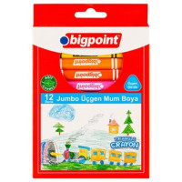 Bigpoint 12 Renk Jumbo Üçgen Mum Boya Seti