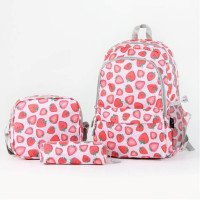 Cambridge Polo Club Çilek Desenli 3 Bölmeli İlkokul Çanta Seti