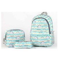 Cambridge Polo Club Unicorn Desenli 3 Bölmeli İlkokul Çanta Seti