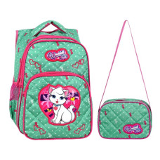 Waddell Yarasa Kedi Desenli 3 Bölmeli İlkokul Sırt ve Beslenme Çantası Seti