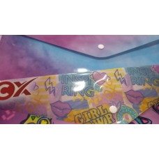 Kız Desenli Çıtçıtlı Plastik A4 Zarf Dosya (FC-110)