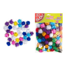 Bu-Bu Simli Karışık Renk Ponpon 2 cm 50'li Paket Bu-Bu Simli Karışık Renk Ponpon 2 cm 50'li Paket