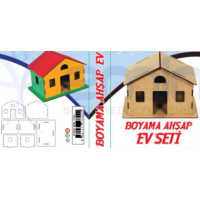 Boyama Ahşap Ev Seti (Akrilik Boya ve Fırça Dahil)