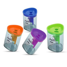 Puti Şeffaf Plastik Çift Bıçaklı Hazneli Kalemtıraş