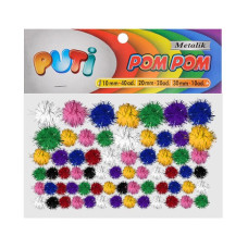 Puti Metalik Karışık Renk Simli Ponpon Seti 10-20-30 mm