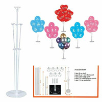 İthal Şeffaf Balon Standı 7'li 75 cm – Masa Üstü Pratik Balon Buketi Aparatı