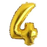 16 İnç (36 cm) Gold (Altın) Rakam 4 Folyo Balon