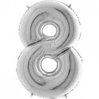 40 İnç (100 cm) Dev Boy Gümüş (Silver) Rakam 8 Folyo Balon