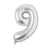 40 İnç (100 cm) Dev Boy Gümüş (Silver) Rakam 9 Folyo Balon