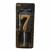 7 cm Büyük Rakam Mum Gold 7 – Altın Rengi Dev Pasta Mumu