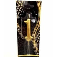 Gold 1 Rakamı Pasta Mumu – 1 Yaş Doğum Günü ve Yıldönümü Kutlama Mumu