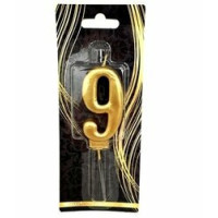 Gold (Altın) Renk Rakam 9 Pasta Mumu Gold (Altın) Renk Rakam 9 Pasta Mumu