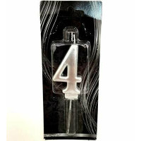 Gümüş (Silver) Renk Rakam 4 Pasta Mumu Gümüş (Silver) Renk Rakam 4 Pasta Mumu