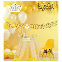 Özel Kesim Happy Birthday Papatya Banner - Papatya Temalı Doğum Günü Süsü