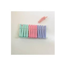 Gümüş 24'lü Canlı Pastel Renkli Plastik Çamaşır Mandalı