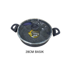 Çırağan 28 cm Gri Granit Basık Tencere